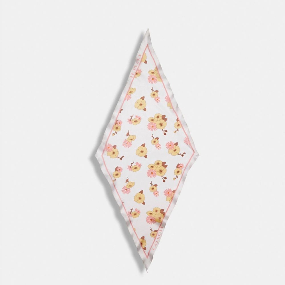 NWT Coach Floral Cluster‎ Print Silk Diamond Scarf